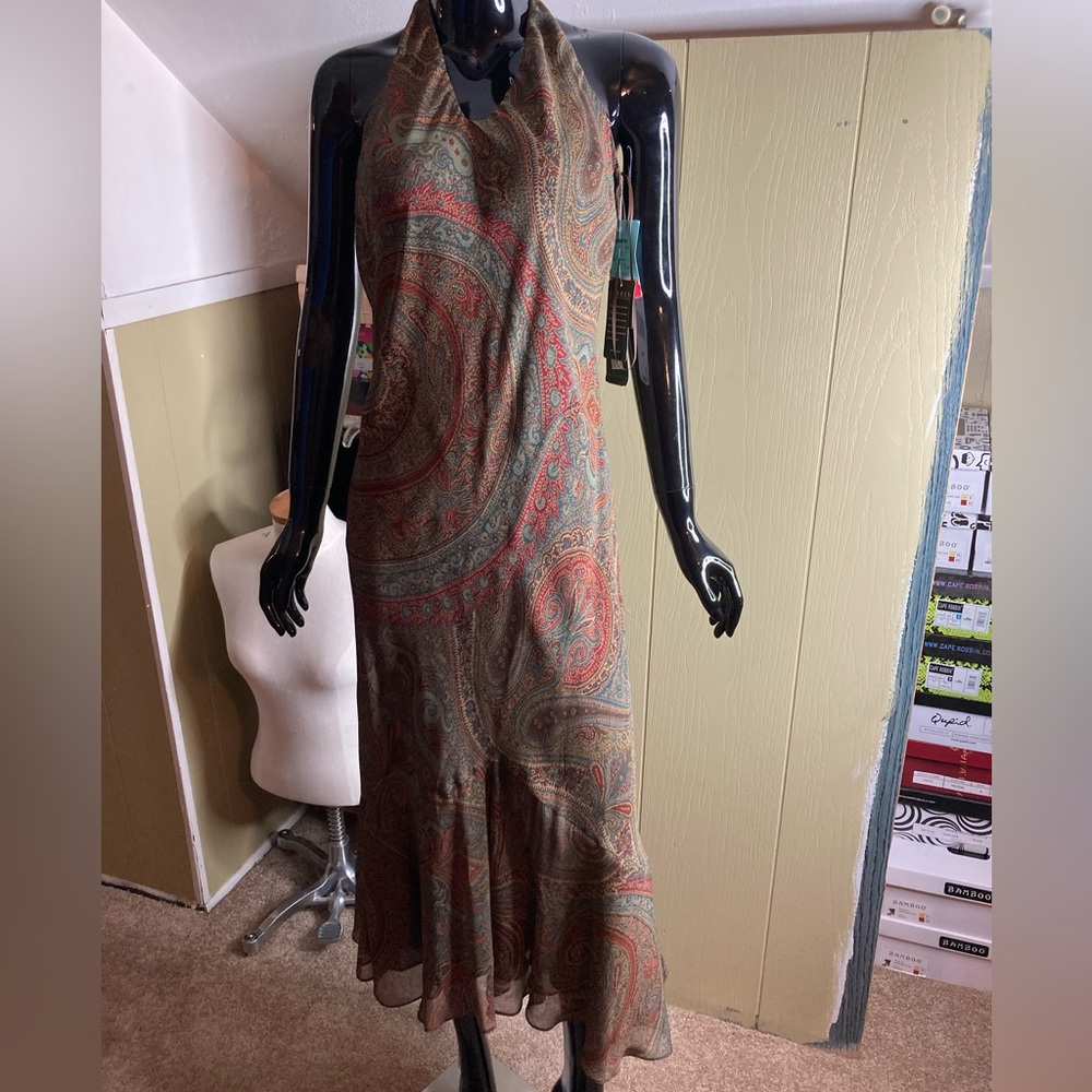 Lauren Ralph Lauren Paisley High Low Dress - Red and Green